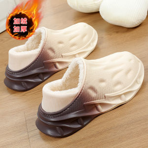 Thickened Fleece Slippers Mens Winter Sports Indoor Home Anti-Slip Warm Cotton Shoes Comfortable Slip-On Home Slippers