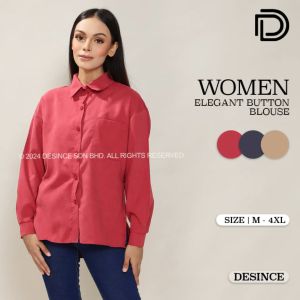 🇲🇾 DESINCE Women Office Shirt Woman Button Blouse Formal Wear Work Smart Casual Baju Perempuan WT 043
