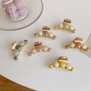 Metal Small Grab Clip Female Candy Color Round Back Head Less Korean Fashion Hair Clips Hairpin for Women Hair Accessories