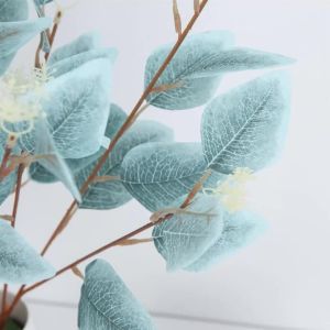 Artificial Plant Fake Leaves Three Pronged Eucalyptus Bonsai Home Decorations Indoor Office Wedding Wreaths Party Outdoor Garden