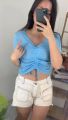Villing Serut RIB | Atasan Wanita Crop Top Vneck Serut. 