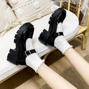 Black Thick Bottom British Style Womens Shoes Spring New All-Match Lolita JK Mary Jane Low Cut Single Shoes Fashionable Flats