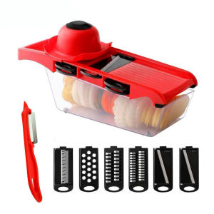 6 IN 1 Fruit & Vegetables Cutter With Container Shredder Interchangeable Blade / Penyagat Buah-Buahan & Sayuran