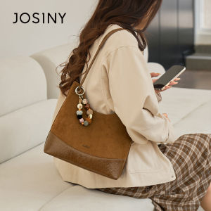 Josiny Retro Fleece Womens Large Capacity Commuter Armpit Single Shoulder Tote Bag Korean Style Bucket Handbag