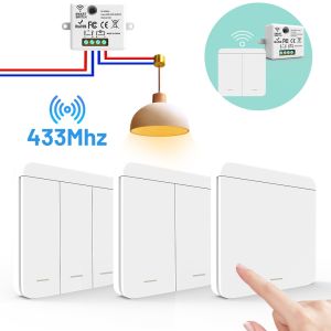 RF 433Mhz 100-220V Wall Panel with Remote Control 86 Wireless Mini Relay Receiver Home Led Light Lamp Switch