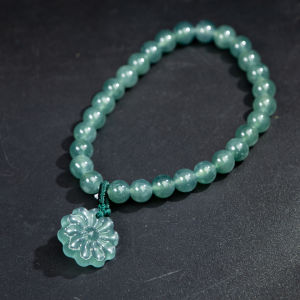 TIMESWIND Original Natural A-Type Jade Ice Sense Sunflower Pendant Round Beaded Women Fashion Bracelet Jewelry with Certificate