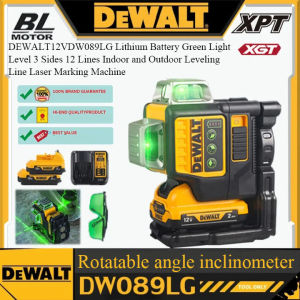 【Authentic Guarantee】 2024 Hot Selling Dewalt 12V DW089LG Lithium Battery Green Light Horizontal 3-Side 12-Line Indoor and Outdoor Horizontal Line Laser Marking Machine Rotatable Angle Slope Measuring Line Free Battery Charger Goggles Toolbox