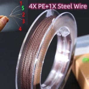 4 Strands Braided Steel Wire Inside  PE Multifilament Super Strong  Fishing-Line Fishing Tackle For Boat Fishing Steel Wire Line