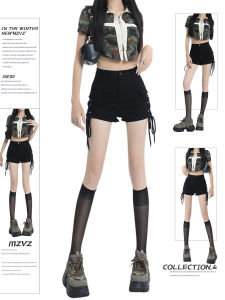 MZVZ | High Waist A-line Tight Fit Jean Shorts