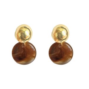 Retro Oval Tiger Eye Stone Earrings Elegant Quaint Design Luxury Ear Jewelry Fashionable Accessory for Women