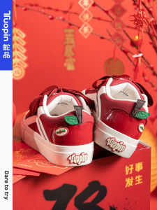  Shoe Womens Star Original Red New Year Casual Sneakers round Toe Thick Bottom Rubber Sole Comfortable Leisure Shoes