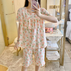 Ultra-Thin Cotton Silk Sleepwear Short Sleeve Home Clothes Set for Women Summer Anti-Bulge Design Sweet Style Five-Piece Pants