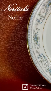 [NORITAKE New] - Noble - 01 Đĩa Sâu Lòng Sứ Trắng Cao Cấp Viền Vàng 23k - 19cm