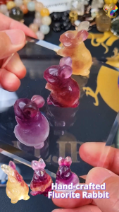 Premium Grade Hand-crafted Fluorite Rabbit Display