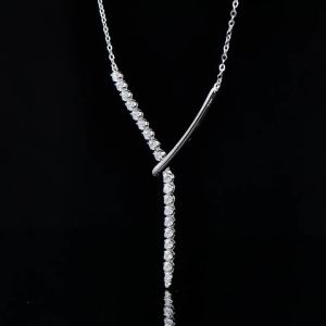 925 Sterling Silver Y-shaped Necklace D-Color Full Moissanite VVS1 Pendent Necklaces with Certificate for Fashion Women Jewelry