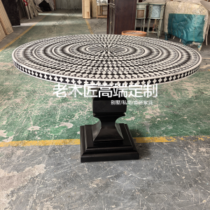 Artisanal Hand-Painted round Dining Table American Style Luxury Minimalist Modern Furniture for Home Use Nordic French Design