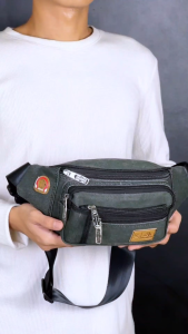 POLO AMSTAR Waistbag Slingbag Canvas Tas Selempang Pria Casual Multifungsi Tas Pinggang Cowok Kanvas