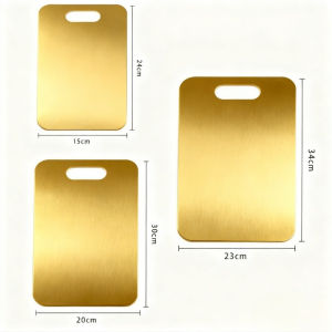 3pc Stainless Steel Gold Cutting Boards - Dishwasher Safe Chopping Board with Non-Slip Juice Groove for Meat Fish Vegetables
