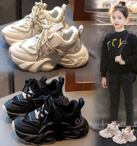 Girls Sports Shoes Spring Autumn New Style Childrens Running Shoes Casual Leather Surface Dad Shoes Trendy Middle Large Children