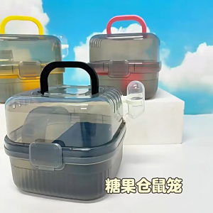 AP AIMAYAPET Transparent Acrylic Hamster Cage with Running Wheel Handle Portable Small Animal Cage House