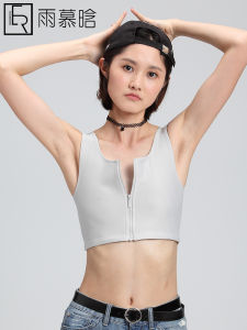 เสื้อกั๊กผ้าไหมน้ำแข็งแบบสั้นสำหรับผู้หญิง YMH ชุดชั้นในเสริมหน้าอกแบบบาง ผ้าไนลอนผสม ไร้แขน ฤดูใบไม้ผลิ ฤดูร้อน ฤดูใบไม้ร่วง