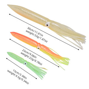 1 pc large noctilucent squid bait saltwater fishing gear 30cm/11.81inch squid skirt simulated false bait for sea fishing