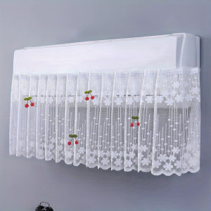 Lace Embroidery Flower Curtain Windproof Dust-proof Hanging Cover Anti-direct Blowing Air Conditioning Curtain Bedroom Decor
