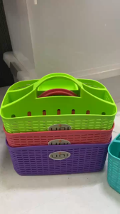Durable Plastic Storage Caddy Basket with Handle Organizer for Bathroom Kitchen Countertop Bedroom Office