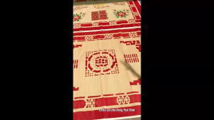 Chiếu cói chiếu đậu Thái Bình may viền in gấm bền đẹp nằm mát lưng ngủ sâu size 1.8x2m