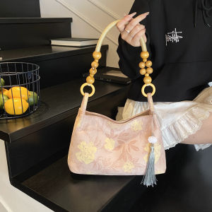 Túi Đeo Hông Dưới Cánh Tay Phong Cách Mới Trung Hoa Cổ Điển Cho Nữ Túi Đeo Vai Đơn Túi Vải Mềm Có Khóa Từ Thường Ngày Túi Vuông