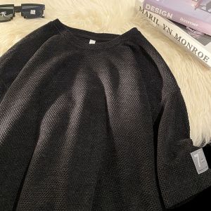 Extra Large 300 Pounds American Style INS Short Sleeve T-Shirt Mens Loose Fit Summer Heavyweight Five-Quarter Sleeve Top