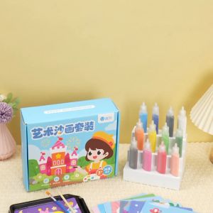 Sand painting childrens colored sand boy and girl baby brain development scraping painting handmade DIY kit non-toxic set parent-child toy