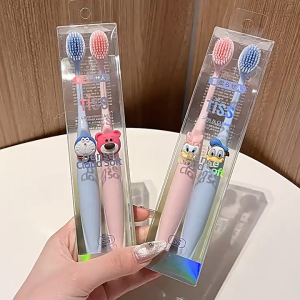 JOYNCLEON Bộ bàn chải đánh răng lông mềm hoạt hình dễ thương cho trẻ em và học sinh
