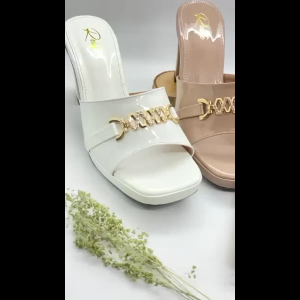 Calysta Elegant Chain Heels | Sepatu Sendal Mules Hak 10cm