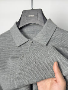 เสื้อยืดคอโปโลผู้ชายผ้าฝ้ายถักลายมะพร้าวฤดูร้อนสีพื้นแขนสั้นแบบบางลำลอง ทรงหลวม สไตล์ธุรกิจลำลอง