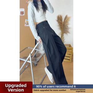 Black Rivet Pleated Straight Mens Trousers