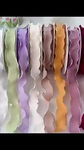 ZEO Ruffle Ribbons 10 Yards Wrinkled Wave Edge Ribbon for Bridal Bouquets Gifts Wrapping Wedding Decor