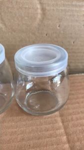 Hũ thủy tinh béo 200ml có nắp đậy làm sữa chua mứt hoa quả thạch rau câu đáy bầu kèm nắp tiện dụng