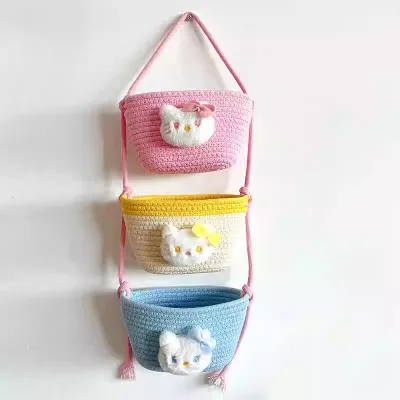 Cartoon Double-layered Hanging Storage Basket