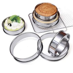 XMSJ | 1Pcs 304Stainless Steel Muffin Tart Rings Fruit Pie Cake Cookie for Food Making Double Rolled Tart Ring Kitchen Accessory 8/10cm