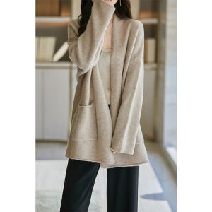 Áo Khoác Cardigan Giáng Sinh Cỡ Lớn Cho Nữ 100% Len Merino Dệt Kim Dày 7 Kim Áo Khoác Mùa Đông Có Hai Túi Phong Cách Đường Phố