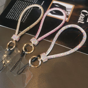 [Only Wrist Strap] KISSCASE Luxury Rhinestone Short Wrist Strap For Mobile Phone Cases Portable Polyester Lanyard With Ring Buckle For iphone 15 Pro Max Samusng Huawei Xiaomi OPPO VIVO