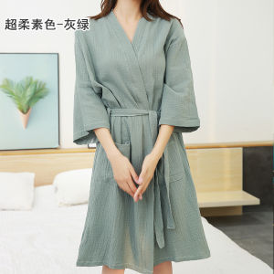 Pure Cotton Bathrobe Short Sleeve Couples Sleepwear Quick Dry Portable Dual Layer Cloth Men Women Adult Summer Spring Home Textile