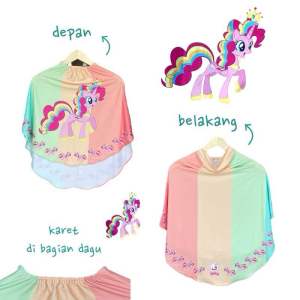 Bergo Printing Anak Motif Pinkie Pie / Hijab Instan Anak
