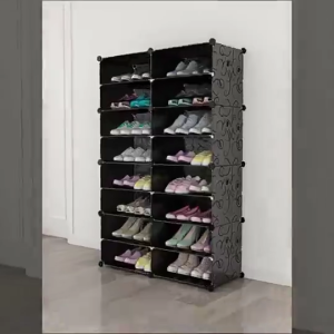 Nearra 2 row-6/8 Layer Shoe Rack with Dust-Proof Storage Cabinet Stackable Door-Equipped Shoe Boxes