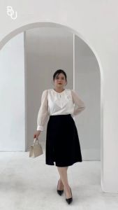 Chân váy dài xẻ túi cơi chéo BIGSIZE (55kg đến 95kg) - 23SCV07 - [BUstu Bigsize]