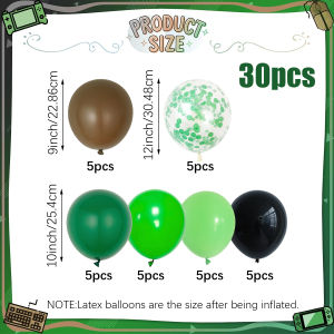 30pcs Green and Brown Latex Balloons Birthday Video Game Themes Jungle Adventures Camouflage Birthdays Military Party