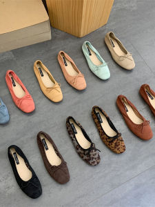 Flat Square Head Ballet Bow Spring Shoes