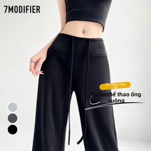 7.Modifier | Quần Âu Phong Dây Kéo Cao Waist Drape Form Rộng Giảm Cân Phong Cách Thường Ngày