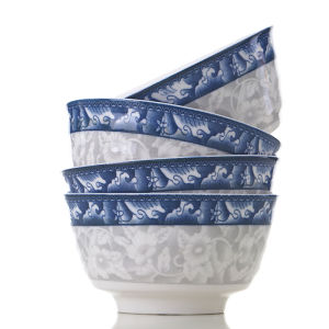 Blue and White Porcelain Bowl 10 Pieces For Home Bone China Bowl Suit Special Offer High-End Eating Bowl Noodle Bowl Tableware Microwaveable